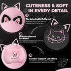 GTPOFFICE Cute Gaming Chair with Cat Ears,Ergonomic Computer Chair with Footrest Cat Paw Lumbar Support Comfortable Reclining Game Chair Desk Chair for Adult Teens, Soft Fabric, Pink Black