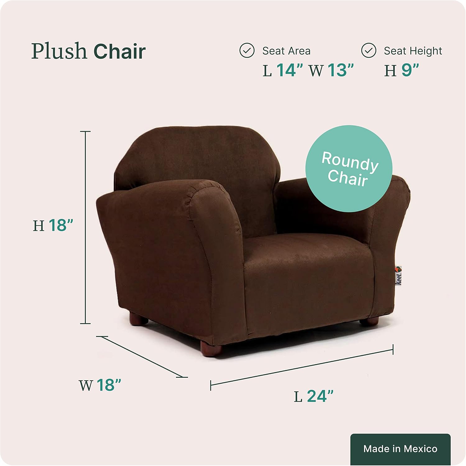 Plush Kids Chair with Soft Pillow – Durable Microsuede Upholstery, Padded Cushion, Wooden Frame, Easy to Clean, Ergonomic Design for Ages 2-5, Stylish & Cozy Chair for Playrooms & Bedrooms.