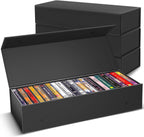3 Pack Cassette Tape Storage Box, Tape Holder Store 60 Cassette Cases, Media Storage Organizer