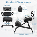 Ergonomic Kneeling Chair Height-Adjustable with Lockable Wheels & Armrests 220 Lbs Capacity Postures Chair with Back Support for Desk Home Meditation Black with Backrest