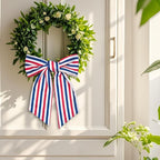 Wreath Sash for Front Door Boxwood Wreath Sash Accessories for Indoor Outdoor Decor, 5.1'' x 59''(Red White and Blue Stripe)