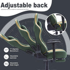 Symino Gaming Chair with Foot Rest, 2D Armrests PU Leather High Back Ergonomic Office Chair, 150° Recline Computer Desk Chair, Diamond Stitching, Green