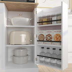 Pantry Cabinet with Charging Station,Kitchen Pantry Storage Cabinet with Microwave Stand,Freestanding Buffet Cabinet with Doors, Adjustable Shelves,Farmhouse Food Pantry for Living Room
