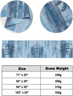 Navy Blue Palm Tree Bed Runner Scarf King Size, Coastal Tropical Trees Vintage Summer Luxury Bed Throw Runners & Scarves for Twin Full Queen King Foot of Beds, Hotel Decoration, 94"x20"
