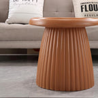 19.69" Round Light Terracotta MGO End Table for Indoors and Outdoors, Mid-Century Modern Magnesium Oxide Fluted Base Side Table, Circle Fluted End Table for Living Room Patio