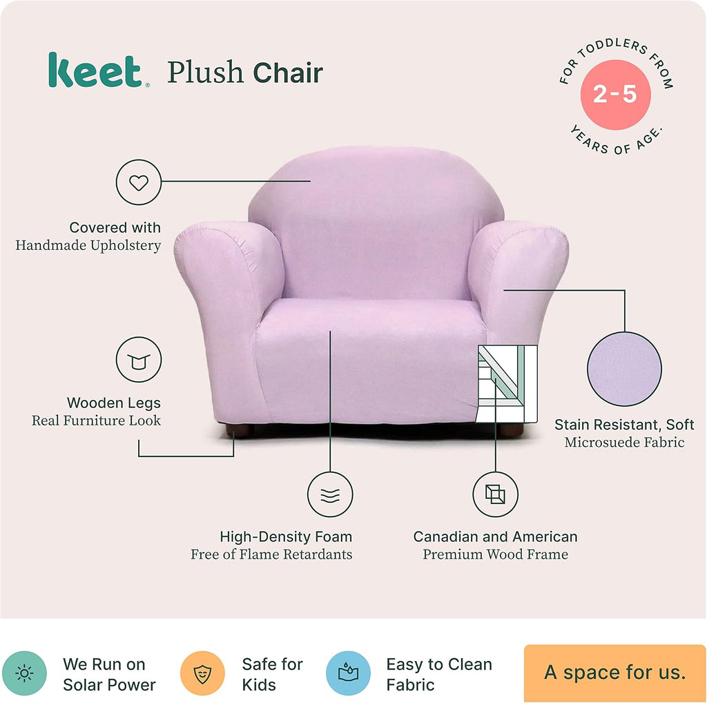 Plush Kids Chair with Soft Pillow – Durable Microsuede Upholstery, Padded Cushion, Wooden Frame, Easy to Clean, Ergonomic Design for Ages 2-5, Stylish & Cozy Chair for Playrooms & Bedrooms.