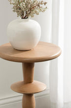Kate and Laurel Avenal Modern Round Mango Wood Drink Table, 9 x 9 x 22, Natural Wood, Mid-Century Mini Pedestal Table with Totem-Inspired Design for Indoor Plant Stand or Small Bedroom Nightstand