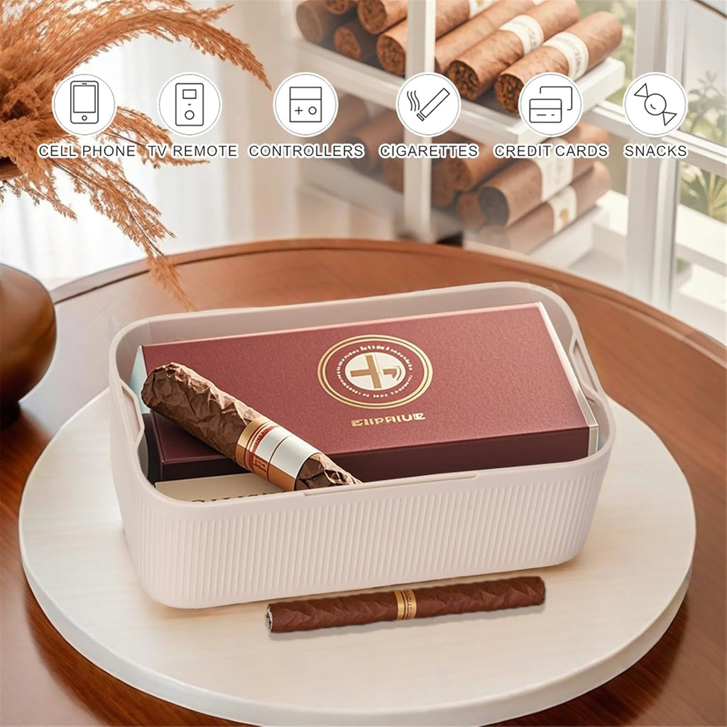 Locking Medicine Box with Code, Small Lockable Storage Box for Medications, Snacks, Phone & Food, Ideal for Home, Office, Fridge, Dorm, School, Travel, Gift (Beige)