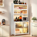 Kitchen Pantry Storage Cabinet, 73'' Tall Freestanding Cabinet with Door and Adjustable Shelves, Metal Pantry Cabinets, Anti-Tip Design (White)