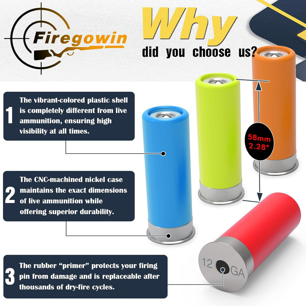 Pro Dummy Rounds Snap Caps-Reusable 9mm&12GA&50&45&380ACP Training Rounds for Safe Dry Fire Practice, Durable with Secure Primer Design, Multiple Color Options