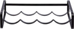 Amazon Basics Tabletop Stackable 4-Bottle Metal Wine Rack, Wine Storage, Space Saving, No Assembly Required, 3.74"D x 15.75"W x 7.87"H, Black