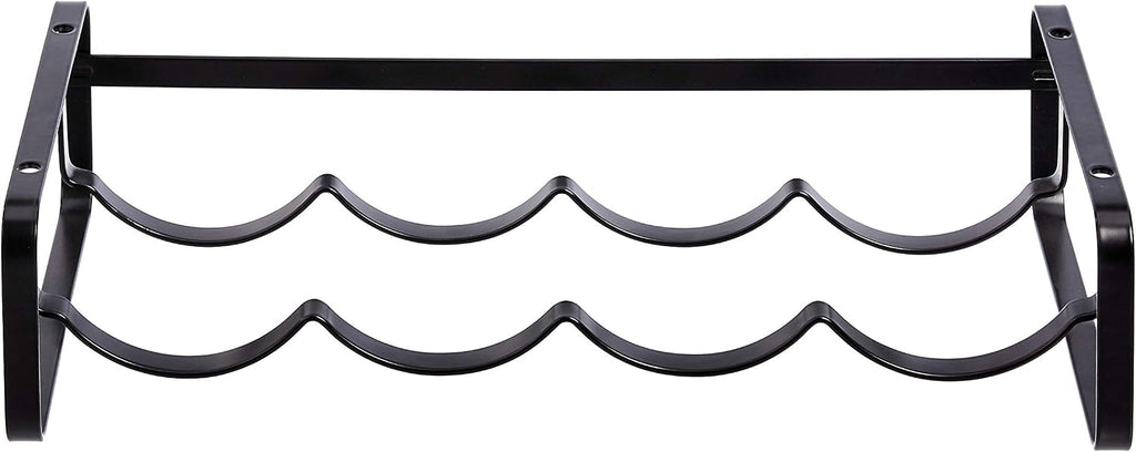 Amazon Basics Tabletop Stackable 4-Bottle Metal Wine Rack, Wine Storage, Space Saving, No Assembly Required, 3.74"D x 15.75"W x 7.87"H, Black