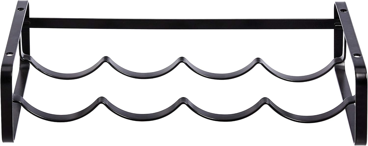 Amazon Basics Tabletop Stackable 4-Bottle Metal Wine Rack, Wine Storage, Space Saving, No Assembly Required, 3.74"D x 15.75"W x 7.87"H, Black