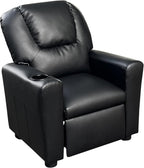 23" Black PU Leather Recliner Chair with Cupholder