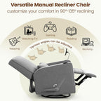 360° Swivel Rocker Recliner Chair with Adjustable Footrest, Rocking Chair Nursery with Phone Stand & Cup Holder,Manual Nursing Chair Glider Recliner Armchair for Adults, Living Room (Grey)