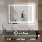 DUMOS 24.1"x32.1" LED Bathroom Mirror, Smart Anti-Fog Bathroom Vanity Mirror with Front Light & Backlit, 3 Color Temperatures, Dimmable, Memory Function