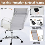 Office Chair, Adjustable Desk Chair, Mid-Back Ergonomic Conference Room Chairs, Comfortable Leather Executive Ribbed Computer Chair, Swivel Chair with Casters for Home Office