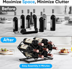 POKIPO Countertop Wine Rack - 7 Bottles Metal Small Wine Rack Wine Bottle Holder Storage Space Saving for Home Kitchen Bar Tableop Cabinet Pantry