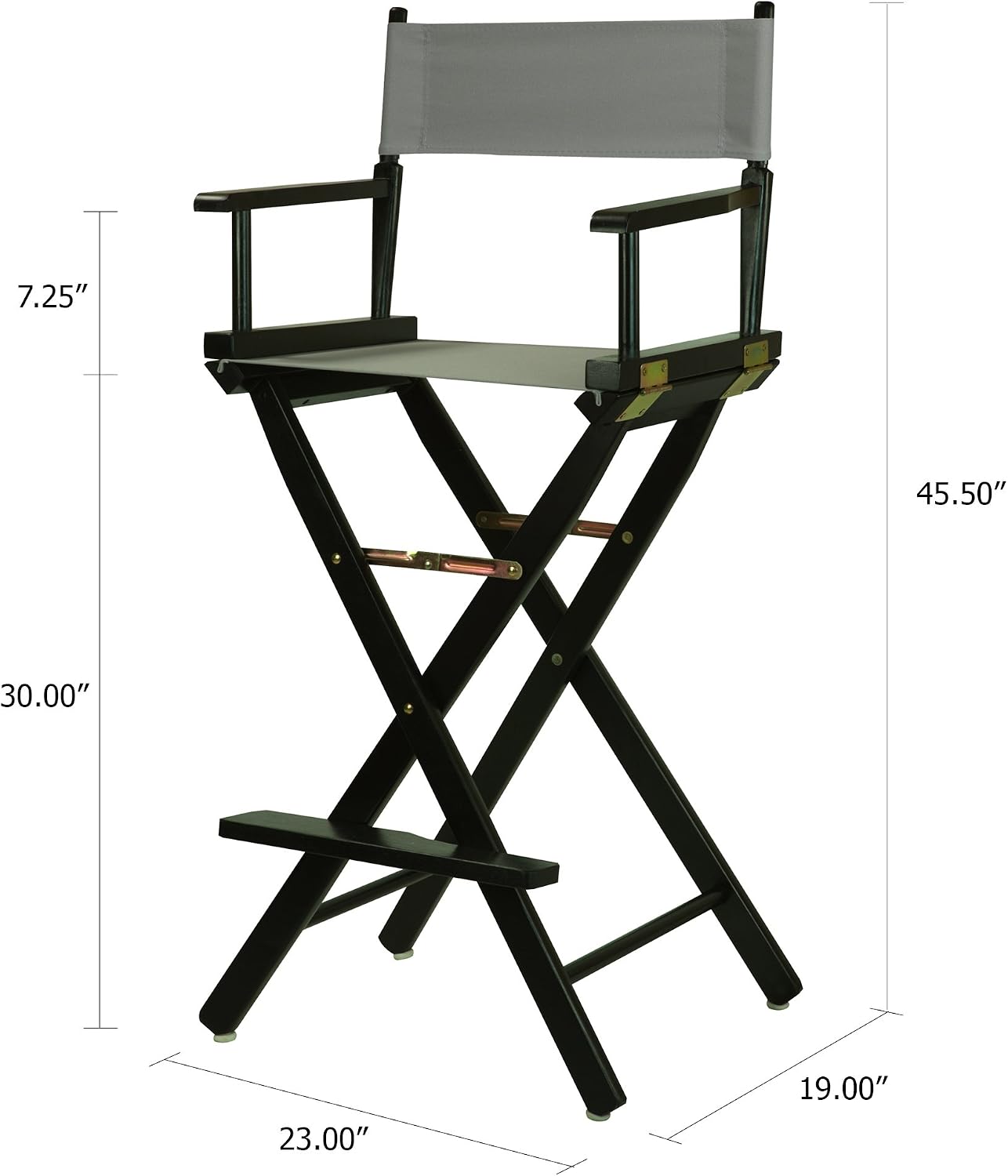 Casual Home 230-02/021-18 30" Director's Chair Black Frame-with Grey Canvas, Bar Height