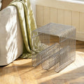 Metal Side Table, Metal End Table with Magazine Rack,Sofa Bedside Table for Small Space, Modern Nightstand with Storage Shelf for Living Room Bedroom Silver (Double N)