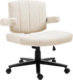 Vigosit Criss Cross Wheeled Chair - Adaptable Comfort for Every Need, High-Backed, with Adjustable Wide Armrests, Anti-Skid Fabric Upholstery, and a Sleek Modern Aesthetic for Home Office Use