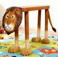 Lion Hand-Carved Wood Decorative Bench, Luxury Animal Design Shoe Bench, Solid Wood Animal Footstool for Bedroom Living Room