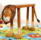Lion Hand-Carved Wood Decorative Bench, Luxury Animal Design Shoe Bench, Solid Wood Animal Footstool for Bedroom Living Room