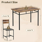 Dining Table Set for 4, Kitchen Table and Chairs for 4, Kitchen Table with 4 PU Leather Upholstered Dining Room Chairs for Kitchen Room and Small Spaces, Rustic Brown