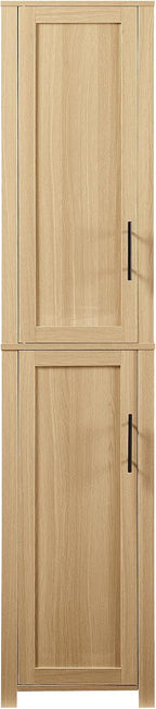 Crosley Furniture Savannah Linen Storage Cabinet, Laundry Room, Bathroom Organizer with Shelves, Natural