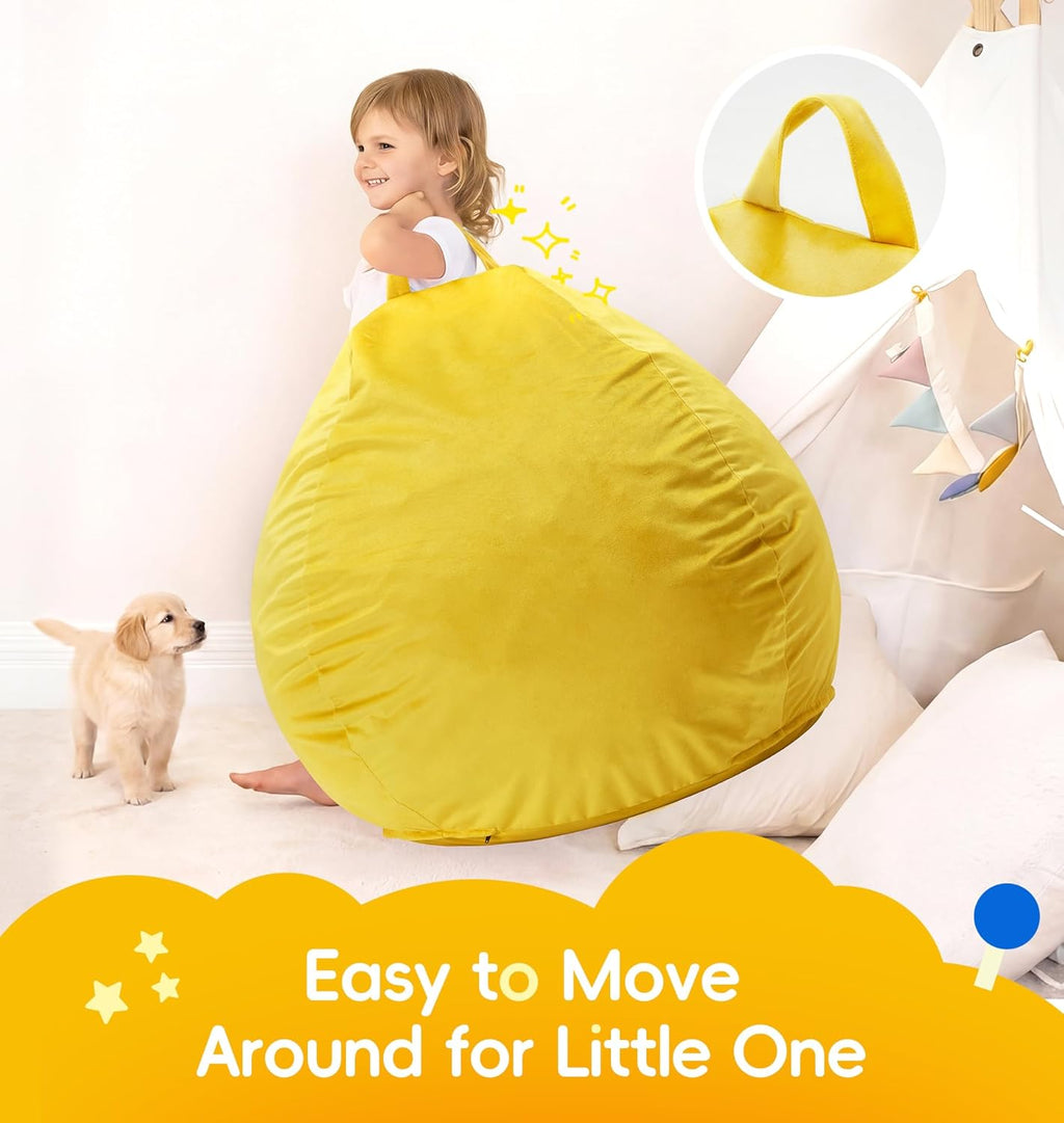 fond + found 2FT Bean Bag Chair Small Bean Bag with Removable Washable Cover, Memory Foam Comfy Bean Bag Chair with Handle & Side Pocket for Classroom, Living Room, Bedroom, Gaming