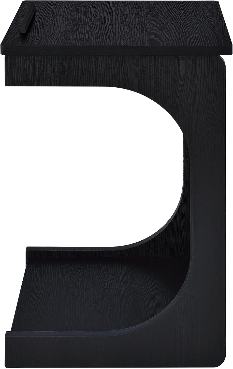 Coaster Home Furnishings - Ralston - Wood - C-Shaped Lift-Top Side Table with Sculpted Frame, Lower Open Shelf, and Black Casters - Living Room - 25.5-Inch - Black Finish - 930290