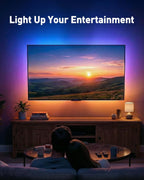 PERLESMITH Full Motion TV Wall Mount with LED Lights for 28-65 Inch TVs, Pre-Assembled TV Mount Up to 88 lbs, Max VESA 400x400mm, Swivel, Extension, Tilt, Music Sync Backlights, Fits 12/16" Wood Studs