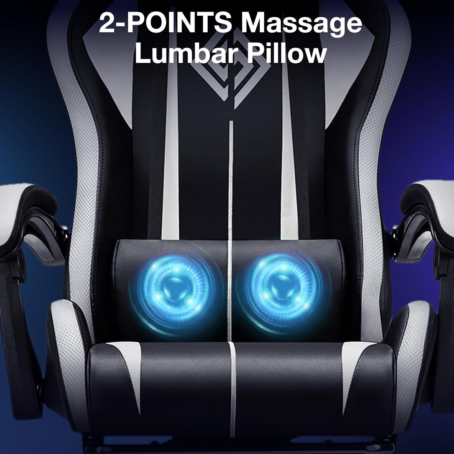 RGB Gaming Chair with LED Lights Massage Computer Chair Ergonomic High Back Video Game Chair with Footrest and Adjustable Lumbar Support Gamer Chairs with Linkage Armrest White and Black