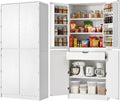 72" Tall Farmhouse Kitchen Pantry Cabinet with 8 Door Shelves, Curved Design Storage Cabinet with 3 Adjustable Shelves, Hidden Drawer, Versatile Cupboard for Kitchen, Dining & Bathroom, White