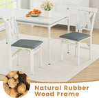 GOFLAME Folding Dining Chairs Set of 4, Foldable Kitchen Chairs with PVC Leather Padded Seat and Rubber Wood Frame, Elegant Hollowed Backrest, Wooden Dinner Chair Set for Dining Room, White
