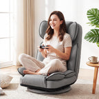 Giantex 360° Swivel Floor Gaming Chair, Folding Lazy Lounger Couch with 6-Position Adjustable Backrest & Sponge Filling, Lazy Sofa Lounge Chair, Video Gaming Chair for Reading, Relaxing (Gray)