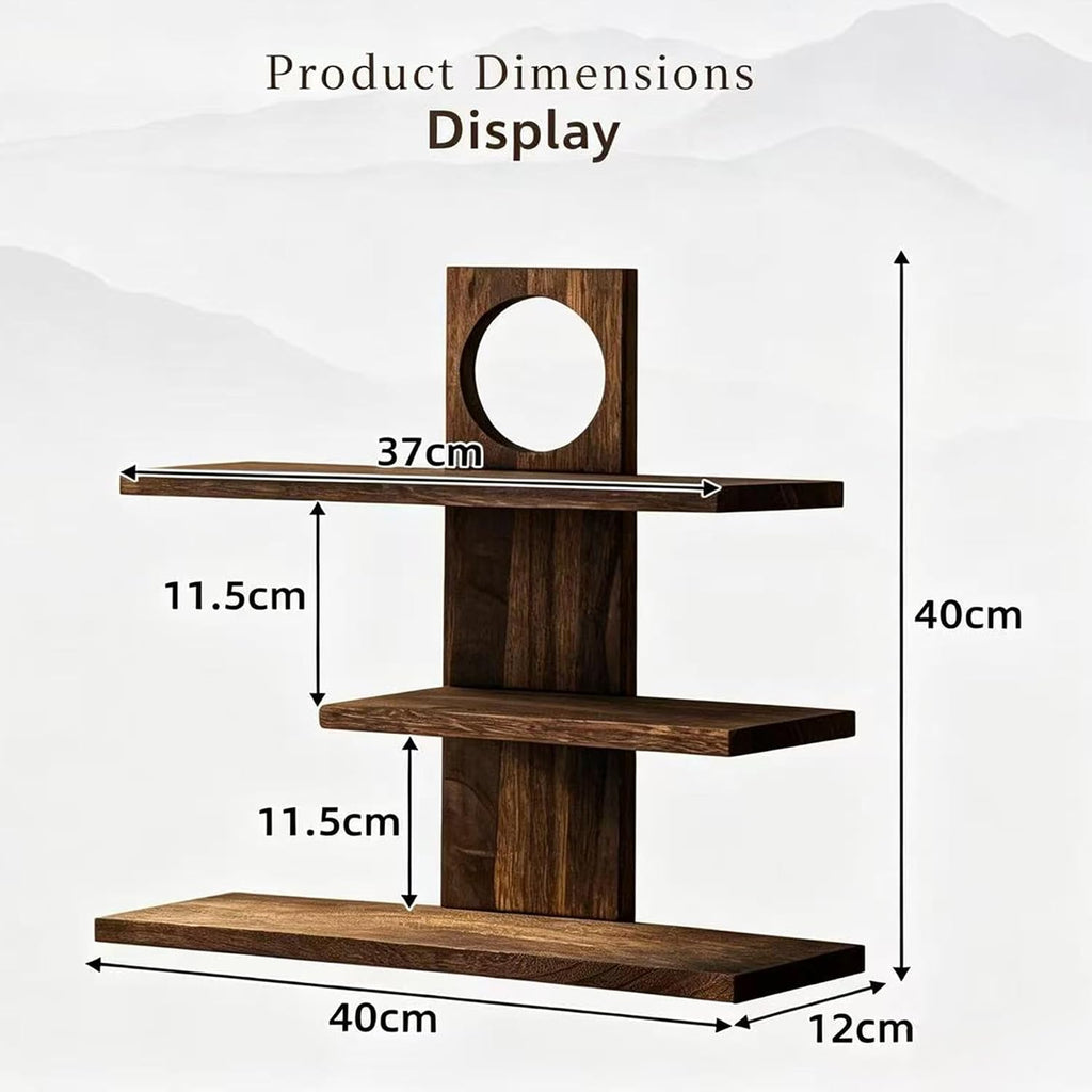 LIYAOLI Wooden Desktop Shelf, 3-Tier Aesthetic Display Stand for Coffee Mugs, Tea Cups, Desk Hutch, Countertop Organizer for Kitchen, Bathroom & Office Decor, Perfume Organizer (Vintage)