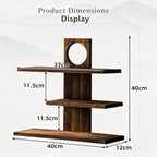 LIYAOLI Wooden Desktop Shelf, 3-Tier Aesthetic Display Stand for Coffee Mugs, Tea Cups, Desk Hutch, Countertop Organizer for Kitchen, Bathroom & Office Decor, Perfume Organizer (Vintage)