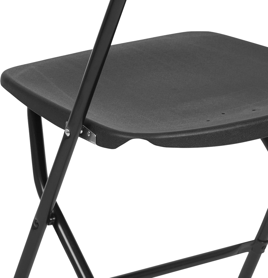 Flash Furniture Hercules Set of 10 Indoor/Outdoor Heavy-Duty Plastic Folding Chairs, Foldable Commercial Stacking Chairs with 650-lb. Static Weight Capacity, Black