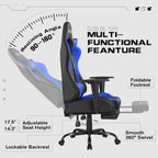 Gaming Chairs, Computer Chair with Footrest and Massage Lumbar Support, Height Adjustable Game Chair with Headrest and Swivel Seat (Blue)