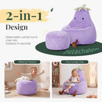 24" Kids Bean Bag Chair, Stuffed Toddler Couch with Faux Rabbit Fur Cover for Teens & Kids, Comfy Lazy Sofa Chair for Reader, Living Room, Bedroom, Aged 4-12 Years Purple