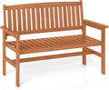 Tangkula Wooden Garden Bench, 2-Person Patio Loveseat with Slatted Backrest and Comfortable Armrests, Outdoor Bench for Porch, Backyard and Park, 530 lbs Weight Capacity