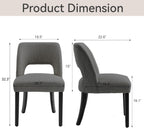 VKNOW Wooden Dining Chairs Set of 4, Modern Fabric Upholstered Dining Room Chair Kitchen Chairs, Farmhouse Dinner Chair for Kitchen Dining Room, Dark Grey-Black Legs