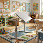 Mount-It! Kids Adjustable Desk with Tilting Desktop, Height Adjustable Study Table with Storage Drawer, Ergonomic Desk for Writing, Drawing & Homework, 31.5" x 26" Desktop Size (Gray)