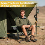 Folding Camping Chairs with High Back, Comfortable Outdoor Chairs 300lbs Capacity Lightweight Portable Chair with Storage Bag for Camping, Fishing, Green