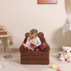 MOMCAYWEX Kids Sofa, Sherpa Couch with Tri-Layer Foam Cushions, Comfy Seating for Kids Age 18 Months and Up, Brown