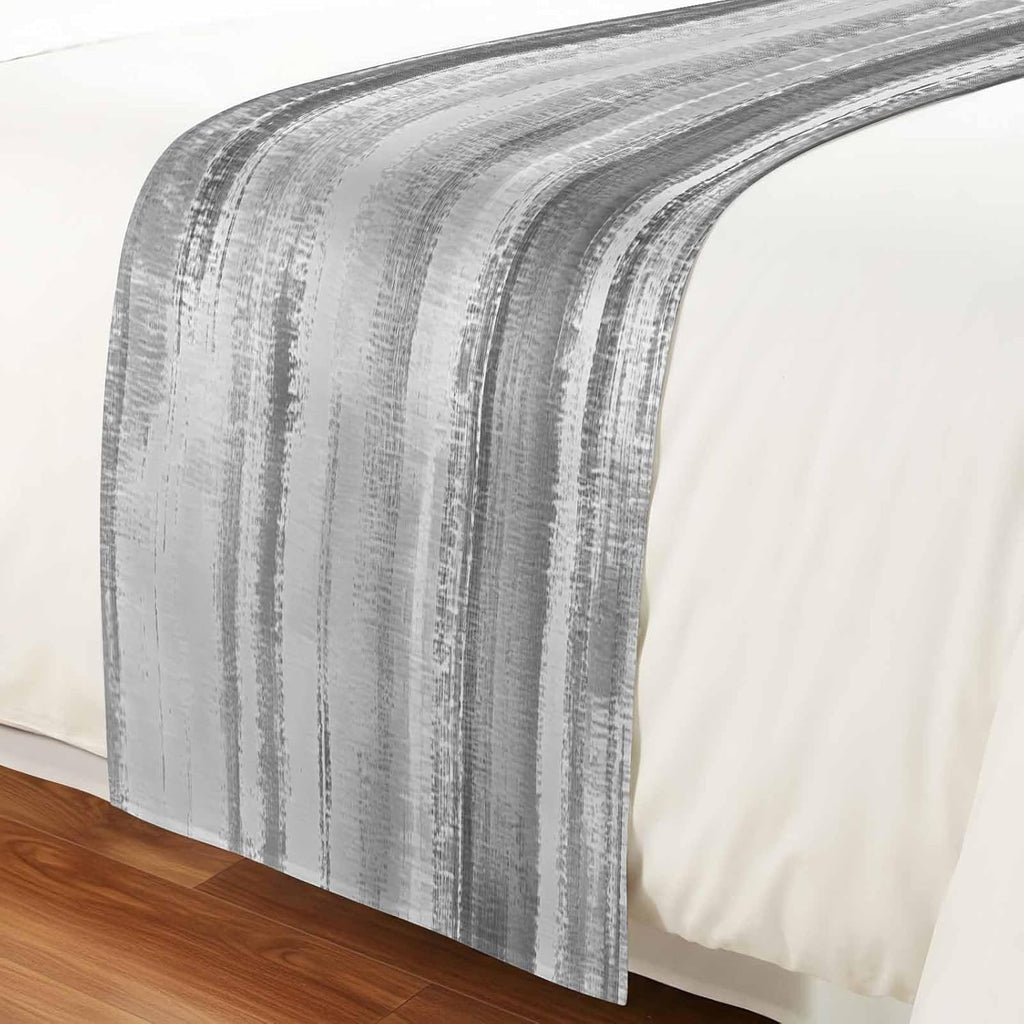 Gray Black Ombre Bed Runner King Size, Modern Abstract Art Oil Painting Bed Scarf Protector Slipcover for Bedroom Wedding Room Hotel, Bedding Runner Throws for Foot of Beds 94"x20"