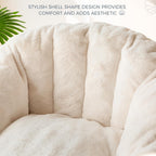 MAXYOYO Giant Bean Bag Chair, Oversized Bean Bag Couch for Adults and Kids, Faux Fur Shell-Shaped Large Chair with Filler, Stuffed Big Accent Sofa Lounge Floor Sofa for Reading, Beige, Standard
