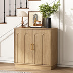 Buffet Cabinet with Storage, 2 Door Sideboard Credenza with Arch Design and Adjustable Shelves, 31.5" Modern Coffee Bar Accent Cabinets for Kitchen, Living Room, Entryway, Natural