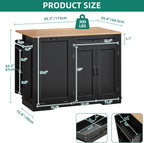 YITAHOME 50 Inch Rolling Kitchen Island with Trash Can Storage, Portable Mobile Islands Table with Drop Leaf, Floating Kitchen Butcher Block Cart on Wheels, Fits 13 Gallon Garbage Bin, Black